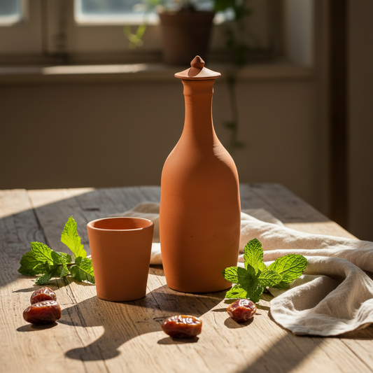 Clay Bottle 1 Liter - Natural Cooling Water Storage