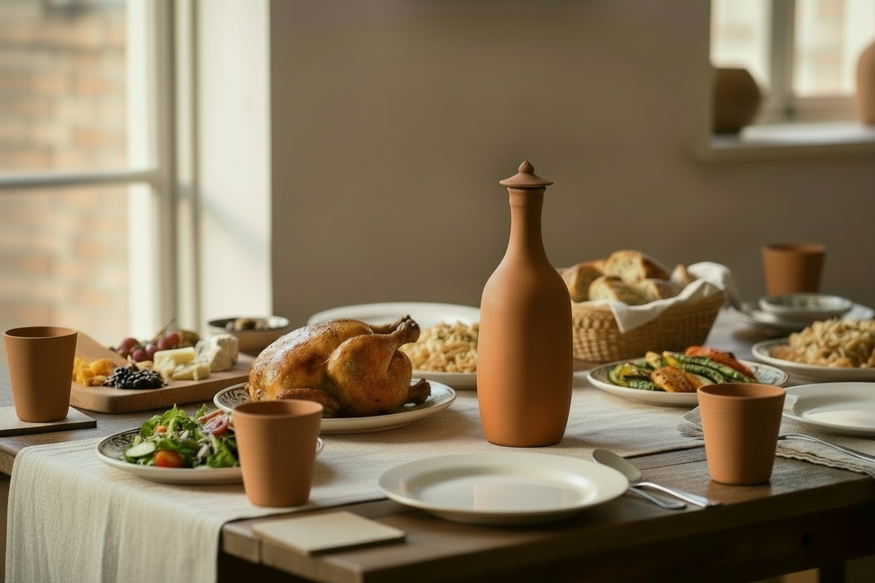 Clay Bottle 1 Liter - Natural Cooling Water Storage